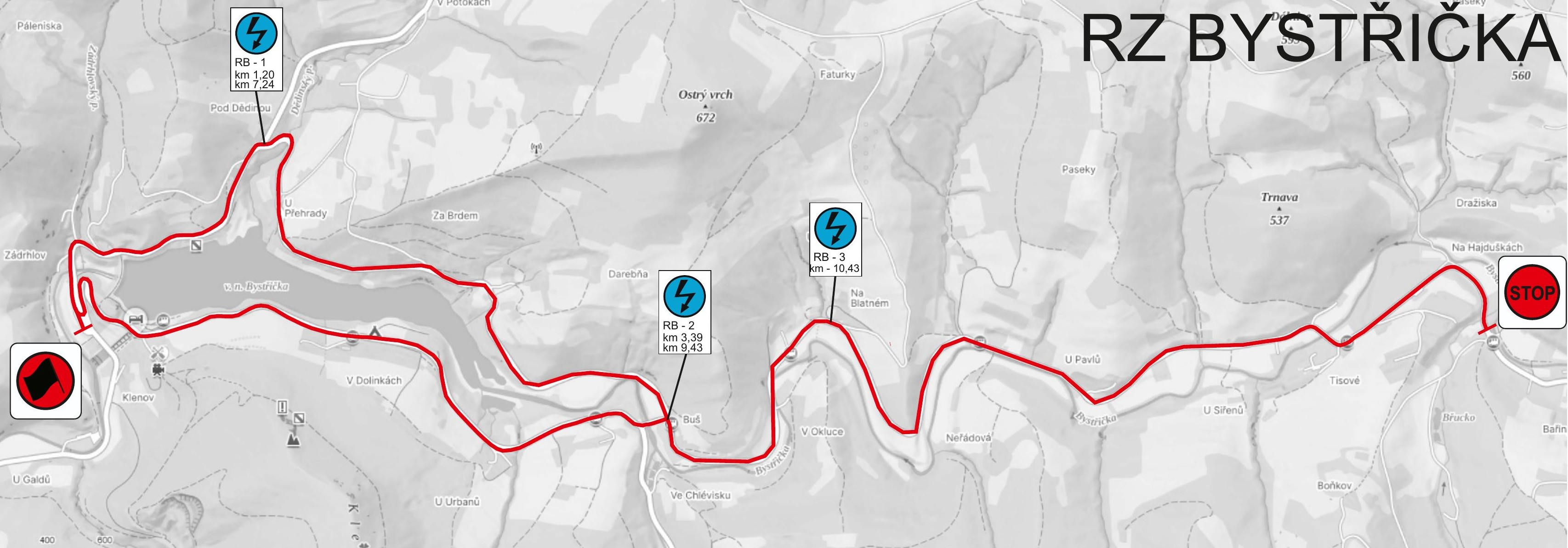 Mapa RB - RZ Bystřička